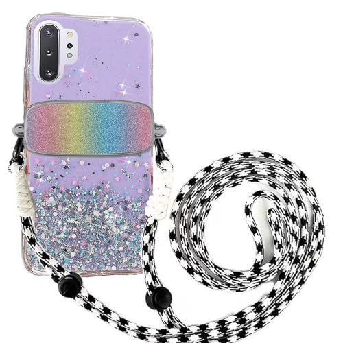 Tivenfezk Nadoli für Huawei P30 Pro Glitzer Handykette Hülle,Silikon Bling Durchsichtig Crossbody Tasche zum Umhängen Schutzhülle mit Telefon Clip Halter Band