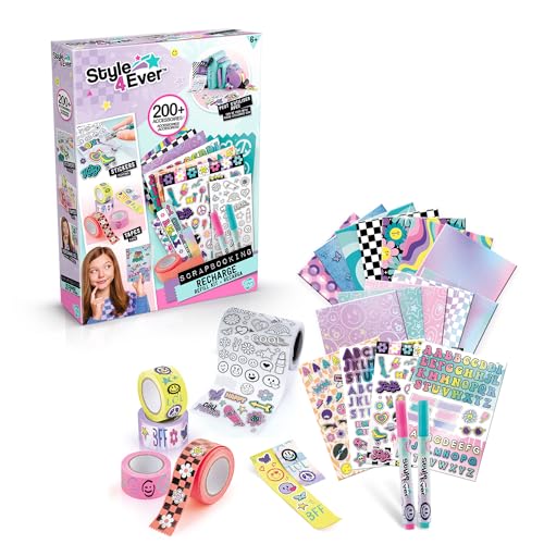 Canal Toys Scrapbooking-Kit, über 200 Zubehörteile, stundenlanger kreativer Spaß, Scrap und Personalisieren Sie Ihr Lieblings-Notizbuch, Aufkleber, Klebeband, Schablonen, endlose Möglichkeiten