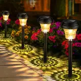 FOMYHEARD Solarlampen für Außen Garten 8 Stück, Solarleuchten Garten mit Warmes Licht & 7 RGB Farbwechsel, IP65 Wasserdicht Auto Ein/Aus LED Gartenleuchten Solar Wegeleuchten für Außen Gartendeko