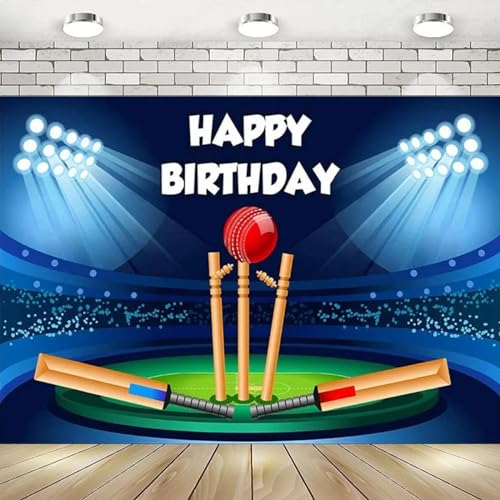 Cricket Sport Geburtstag Fotografie Hintergrund Scheinwerfer Stadion Blau Schwarz Glückliche Dekoration Fotografie Hintergrund Banner