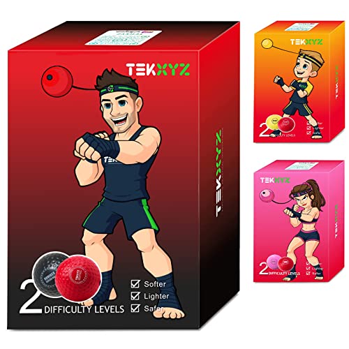 TEKXYZ Boxen Reflexball (BR), 2 Verschiedene Boxbälle mit Kopfband, perfekt für Reaktion, Agilität, Schlaggeschwindigkeit, Kampffähigkeit und Hand-Augen-Koordinationstraining