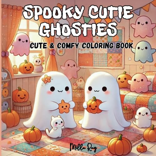 Spooky Cutie Ghosties: Coloring Book for Adults and Teens with Cute Creepy Ghosts and Creatures in Cozy Hygge Moments and Fun Adventures for Relaxation