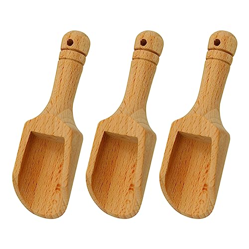 Jagowa 3 Stück Mini-Salzlöffel aus Holz, Badesalzschaufeln, natürliche Schaufel für Süßigkeiten, Honig, Gewürze, Zucker, Tee, Pulver