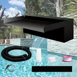 Weejian Teich Wasserfall Spillway Pool Brunnen Wasser Feature, Schwarze Edelstahl Brunnen im Freien, Schwimmbad Wasser Fluss Wasserfälle Kit für Garten Patio Teiche-30x20x10cm (KEIN Licht)