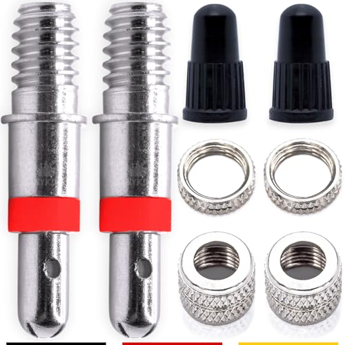 Fahrrad-Ventile Ersatz-Set: 8-Teile Dunlop Blitz-Ventil mit Dichtung, Ventil-Mutter, Ventil-Kappen, Zubehör Ersatzteile für Puky Laufrad, Citybike, Hollandrad, als Fahrrad-Ersatzventil Reparatur