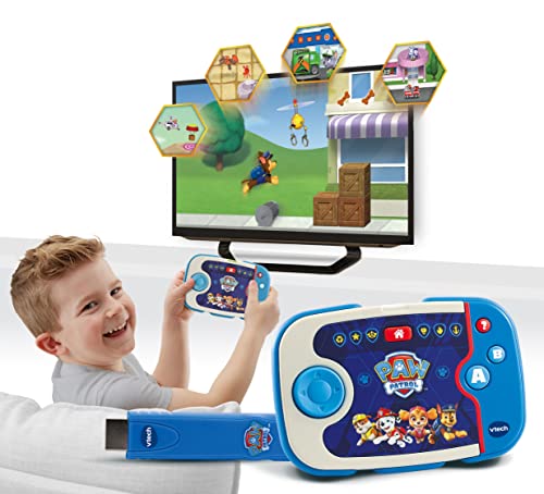 VTech ABC Smile TV - PAW Patrol Lernkonsole – Kabellose Spielkonsole mit HDMI-Stick für den Fernseher – Mit 12 Missionen für stundenlangen Lernspaß – Für Kinder von 3-7 Jahren