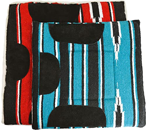 WESTRIDE Gepolsterte Navajo Satteldecke, Pony, ca. 60 x 60 cm, rot/schwarz/weiß