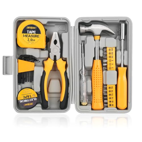 XTDMJ 24-teiliges gelbes Werkzeugset, Haushalts-DIY-Werkzeugset, kleines Werkzeugset, Starter-Basic-Damen-DIY-Werkzeuge für Zuhause und Büro