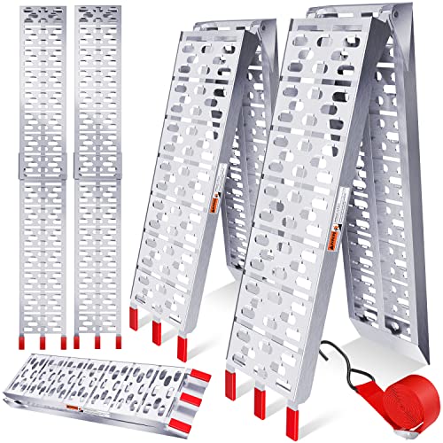 MASKO® Auffahrrampe 680kg Faltbare ALU Verladerampe Verladeschiene Antirutsch Klappbar max. 340kg* pro Stück, max 680kg* pro Paar Motorrad ATV Quad PKW Auto Laderampe, 2X Auffahrrampe Silber