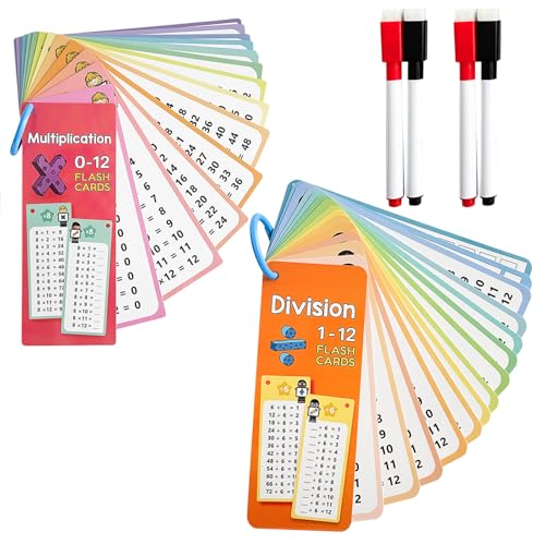GUTERTOP 30 Blatt 1X1 Lernen Spiel, Einmaleins Karten mit 4 Markierungsstift ab 5 Jahren zum Rechnen Lernen, Kann Wiederholt Gelöscht und Beschrieben Werden