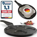 Amalindo Pancake Pfanne Induktion, 4 Loch, Pancake Form, Spiegeleipfanne, Pfannkuchen Maker, Poffertjes maker, Antihaft Pfanne, Eierpfanne, Spiegelei Pfanne, Pancakes Pfanne, Ø26cm