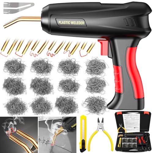 ZPQAODI Kunststoff Schweißgerät 200W,Auto Stoßstange Reparaturset 1200PCS 6 Arten,Heiße Hefter kunststoff Schweißen Maschine,Plastikschweissgerät,Laserschweißgerät für Auto-Stoßstange/Autoteile/Kajak