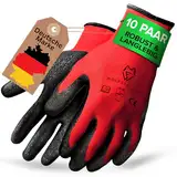 WOLFSFELLER 10 Paar robuste & komfortable Handschuhe Arbeitshandschuhe Herren Gr 11 - Arbeitshandschuhe Damen - Gartenhandschuhe Herren - Mechaniker Handschuhe Herren mit robuster Latex Beschichtung