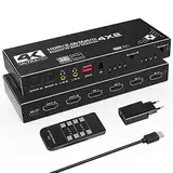 HDMI Matrix 4x2 - Tendak 4 In 2 Out HDMI Switch Matrix 4K@60Hz HDMI Splitter Umschalter + Optisch SPDIF & 3,5mm Stereo Audio Extractor Unterstützt HDMI 2.0 HDCP 2.2 EDID HDR 3D mit IR-Fernbedienung