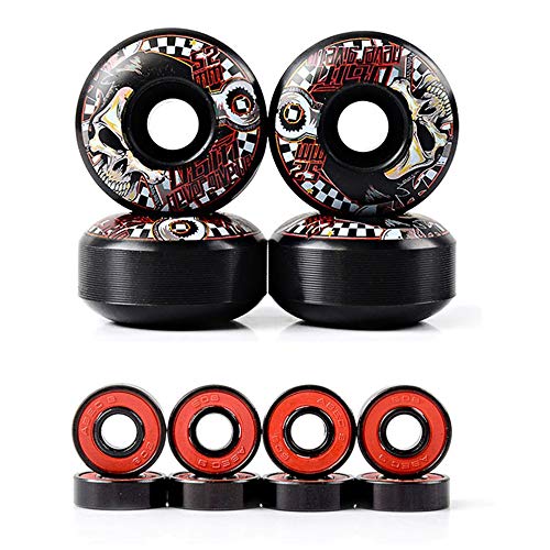 SKAL Skateboard Räder Rollen Ersatz Wheels 52mm Härtegrad 95A mit ABEC-9 8X Skateboard Kugellager