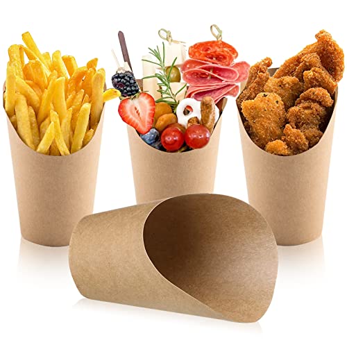 Surflyee 50 Stück Kraftpapier Becher, 12oz Bubble Waffeleisen Tüten, Pommestüte, Snacktüten, Geeignet für Waffeln, Pommes Frites, Popcorn, Eiscreme, Obstspieße, Verfügbar für Alle Arten Von Partys