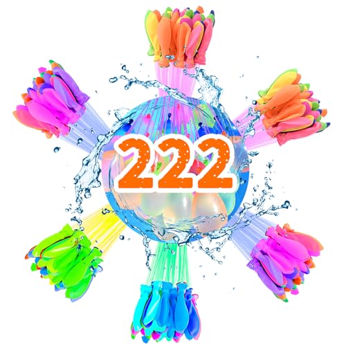 222 Stück Wasserbombens, Wasserbombens Selbstschließend,mit Wasserhahn Anschluss,60 Sekunden Schnellfüller,Bunt Wasserballons,Wasserbomben Luftballons,für Strände,Poolparty,Sommerspielzeug für Kinder
