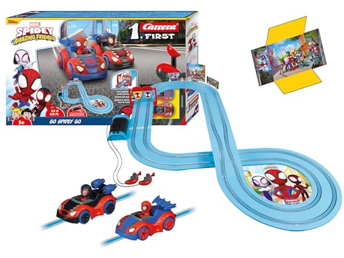 Carrera - 20063050 - Carrera First I Spidey Go Webs Go Rennbahn-Set I Auto für Rennbahn | Rennbahnen und lizensierte Slotcars | bis zu 2 Spieler | Für Kinder ab 3 Jahren & Erwachsene