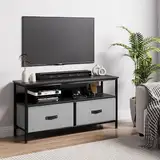 Cachpib TV Schrank Fernsehschrank Lowboard für Fernseher bis zu 50 Zoll, TV Board mit 2 Schubladen aus Stoff, offenen Fächern, Fernsehtisch Komodenschrank für Wohnzimmer, Flur, Schlafzimmer Dekor