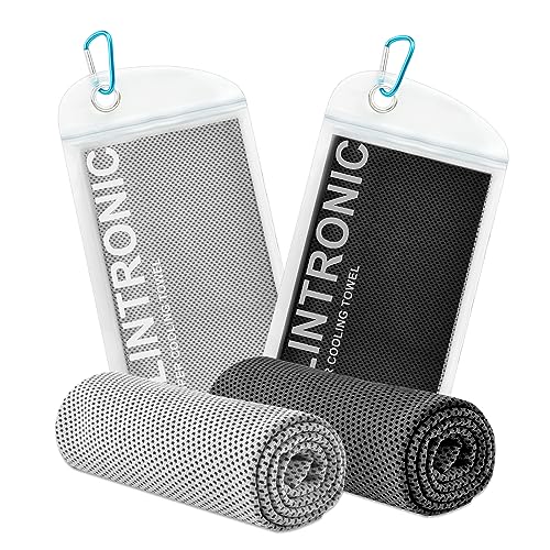 flintronic Kühlendes Handtuch, Kühltuch Set, 2 Stück 120x30 cm, Mikrofaser-Handtuch, Cooling Towel, Eishandtuch, Schnell Trocknendes Eishandtuch für Golf, Fitnessstudio, Wandern, Yoga, Workout