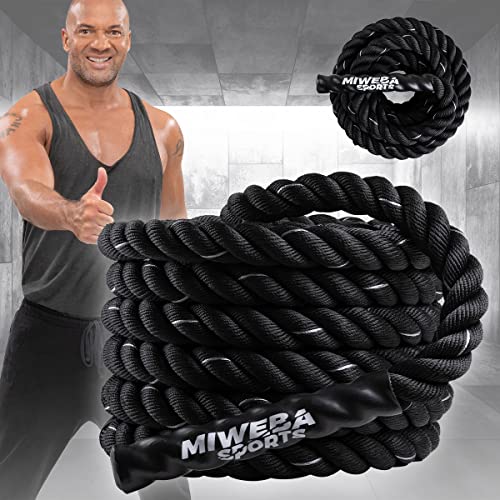 Miweba Sports Battle Rope BR-100 | 9m / 12m - Trainingsseil - Schlachtseil - Schwingseil - Fitnessseil - Battle Ropes - Fitness Seil - Schlagseil - Schwungseil - Sportseil - Indoor & Outdoor (9.0 m)