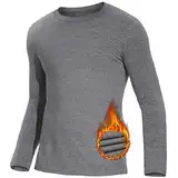 SIMIYA Herren Thermounterwäsche Oberteile Langarm - Winter Innenfleece Thermoshirt Longsleeve Funktionsunterwäsche Warm Unterwäsche Männer Rundhalsausschnitt Weich Unterhemd(Grau,L)