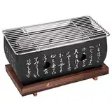 Tischgrill Holzkohle, Kleiner BBQ Japanischer Grill Tragbarer Campinggrill Picknickgrill Mini Holzkohlegrills, für Outdoor Balkon Terrasse Camping Garten 13.5 x 13.5 x 24.6cm