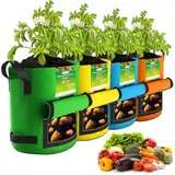 kopotma 4 Stück Bunte Kartoffel Pflanzsack, 10-Gallonen 40L Pflanzsack mit Klappe, Kartoffelbeutel für den Kartoffelanbau, Kartoffelpflanzgefäß, Kartoffelanbaubehälter, Pflanzen Tasche