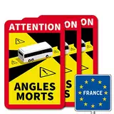 Attention Angles Morts/Achtung Tote Winkel - Set für Frankreich mit Bus-Symbol (2 Magnetschilder + 1 Aufkleber)