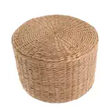 Toddmomy Seegras gewebter Terrassen-Pouf, rund, Boho-Hocker, Kinder-Schuhwickelhocker, kleiner Rattan, Fußstütze, Fußhocker, Bodenstuhl, Sitz für Garten, Schlafzimmer, Wohnzimmer, Veranda