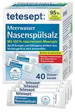 tetesept Meerwasser Nasenspülsalz bei Schnupfen und Pollenallergie – Nasenspülung auch für Kinder reinigt und befeuchtet – Geeignet zur Nasendusche – 40 Beutel