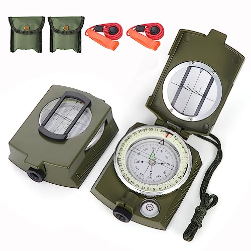 Kyrio 2pcs Militärischer Taktischer Kompass Militär Marschkompass Professioneller Taschenkompass Militärkompass für Outdoor Camping Wandern Navigation Jagd