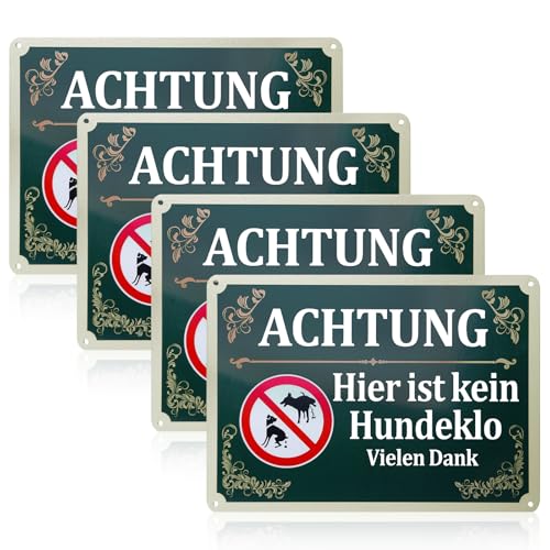 WANDGU Achtung hier ist kein Hundeklo Schild: 4 Stück Keine Hundetoilette Reflektierendes Schilder aus Aluminium, 25 * 18cm Steckschild hier kein Hundeklo für Ihren Parkplatz, Carport, Wohnanlage