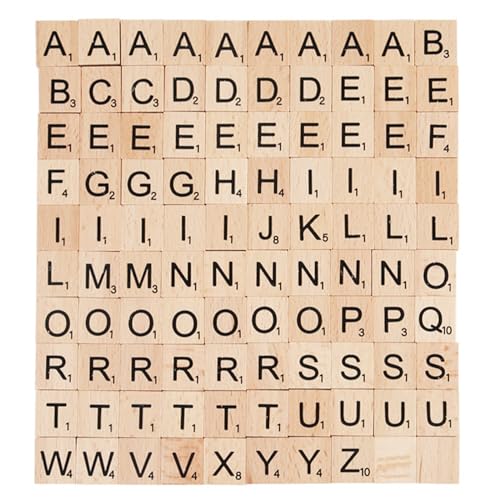 RUOXIXI 100 Stück Scrabble Buchstaben Holz Alphabet Fliesen Buchstaben,Buchstaben a bis Z Puzzle Holz Buchstaben Handwerk Geschenk Schlafzimmer Decor von blank Holz für Kunsthandwerk DIY