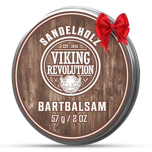 Viking Revolution - Bart Balsam mit Sandelholzduft & Argan- & Jojobaöl - Bartwachs - Stylt, Stärkt & Macht Bärte & Schnurrbärte Weich - Herren Geschenke - Sandelholz - 57 g