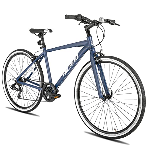 Hiland 28 Zoll 700C Trekking Bike Cityrad Damenrad 7 Gang Tiefem Durchstieg Hybrid Fahrrad Pendlerfahrrad für Frauen blau