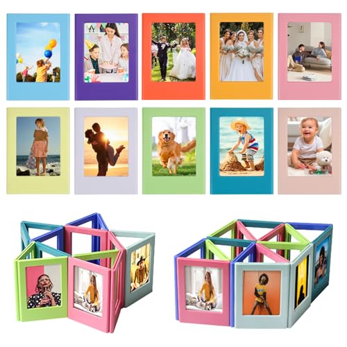 10 Stück Magnetischer Mini-Fotorahmen, 8,8 X 6,5cm Mini Bilderrahmen Magnetisch Kühlschrank 3 Zoll Mini Bilderrahmen, Austauschbare Kombination Kreative Mini Magnet Bilderrahmen für DIY-Foto (Bunt)