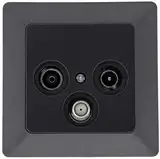Chilitec Antennendose TV Sat Kabel Fernsehen Radio Digital Full-HD UHD 4K Milos Serie EndDose mit 1-Fach Rahmen Class A, DVB-C, DVB-S/S2, DVB-T/T2 nthrazit