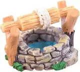 Haohaiblooms Miniatur-Wasserbrunnen-Gartenornament, Kunstharz, Feengarten-Dekoration, DIY-Miniatur-Pool mit beweglichem Griff und Eimer, Steinbrunnen für Puppenhaus, Gartenzwerge, 3,9 x 2,8 cm