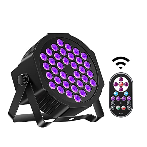 DELIBANG 72W UV schwarzlicht, 36 led UV strahler bühnenlicht für party mit Fernbedienung DMX partylicht mit Farbwechsel über Sound/Auto Discolicht für DJ Bar Weihnachten Halloween Hochzeit