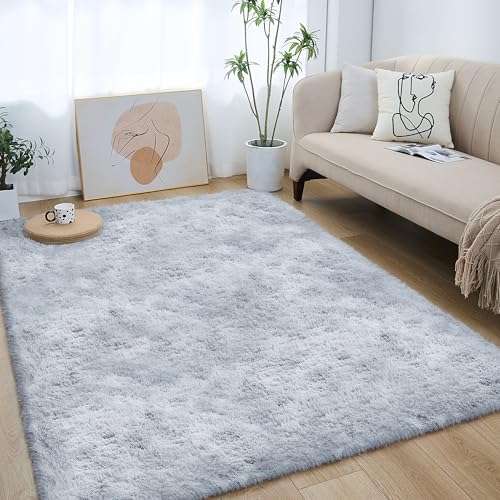 Lommegy Hochflor Teppich Wohnzimmer Flauschig Waschbar Schlafzimmer Bettvorleger 120x160cm Teppich Anti-Rutsch Moderner Teppich Weich Teppiche für Kinderzimmer/Wohnzimmer