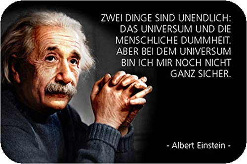 Schatzmix Blechschild Spruch Albert Einstein Zwei Dinge sind Metallschild Wanddeko 20x30 tin Sign