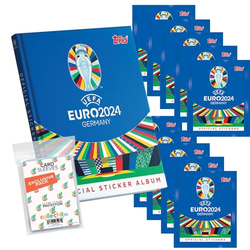 Bundle mit UEFA EURO 2024 Germany - Sammelsticker - 1 Hardcover Album + 10 Tüten + Exklusive collect-it Hüllen