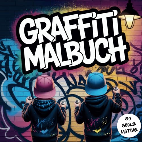Graffiti Malbuch für coole Kinder: 50 Street Art Motive & Schriftzüge für kreative Kids & Teenager zum Ausmalen und Spaß haben – Ausmalbuch für Jungen und Mädchen