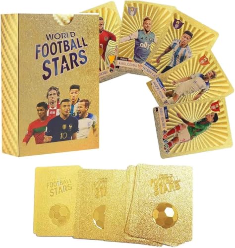 Football Stars Goldene Sammelkarten-Set, 55 Karten, Fußballspieler Edition
