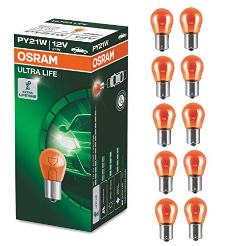 Osram ULTRA LIFE PY21W Halogen-Signallampe, Blinklicht, 7507ULT, 12V PKW, Faltschachtel (10 Stück)