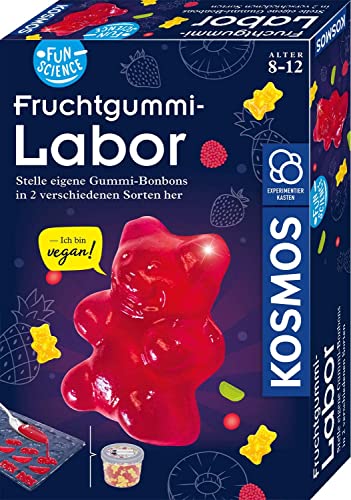 KOSMOS 658106 Fun Science - Fruchtgummi-Labor, vegane Süßigkeiten herstellen, Verschiedene Geschmacksrichtungen und Formen, Gummi-Bonbons selber Machen, Experimentier-Set für Kinder ab 8-12 Jahre