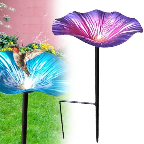 Vogeltränke und Futterstation für draußen, Garten, Outdoor, Vogeltränke, Vogelfutterstation mit Metallpfahl, Metall-Blumen-Vogeltränke, Sockel, neue Blumen-Bienen-Bewässerungsstation, für Biene