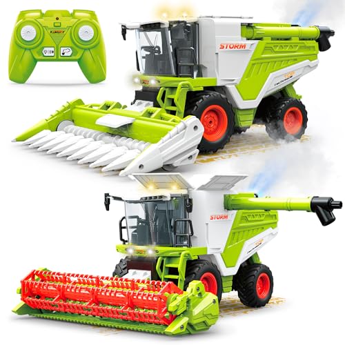 Ferngesteuerter Mähdrescher Ferngesteuert Groß Kinder, Mähdrescher Spielzeug ab 3 4 5 6 Jahre, Ferngesteuert Mähdrescher mit Sprühen, Licht und Ton, Ferngesteuerter Traktor Party Geschenke für Kinder