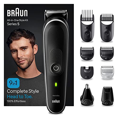 Braun All-In-One Bartpflege Bodygroomer Set, Barttrimmer / Bartschneider, Trimmer/Haarschneider Herren, Haarschneidemaschine, wiederaufladbar, 100 Min. kabellose Laufzeit, MGK5410